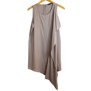 NWOT Cable & Gauge Beige Sleeveless‎ Top Cascade Ruffle Dressy Casual Taupe M